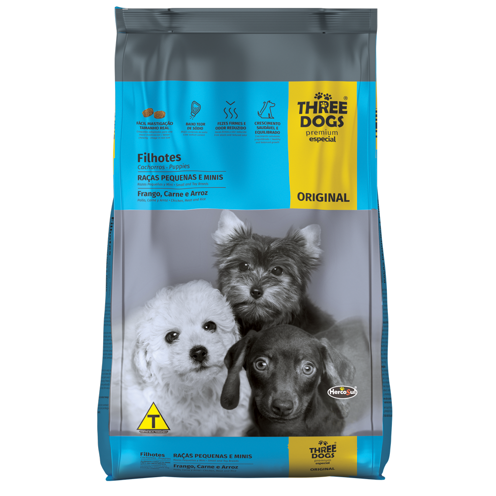 Ração Three Dogs Premium Especial Original para Cães Filhotes de Raças Pequenas e Mini - 15 Kg