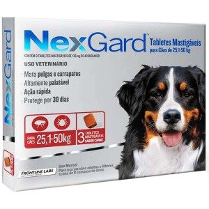 Antipulgas e Carrapatos NexGard 136 mg para Cães de 25,1 a 50 Kg