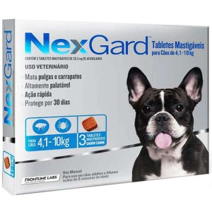 Antipulgas e Carrapatos NexGard 28,3 mg para Cães de 4,1 a 10 Kg