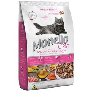 Ração Monello Cats Premium Especial Sabor Salmão, Atum e Frango para Gatos - 15 Kg