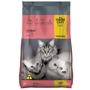 Ração Three Cats Premium Especial Original Sabor Carne para Gatos Adultos - 15 Kg