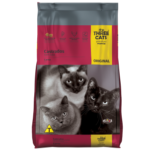 Ração Three Cats Premium Especial Original Sabor Carne para Gatos Adultos Castrados - 10.1 Kg